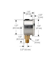 900 Series Acrylonitrile Butadiene Styrene (ABS) and Stainless Steel Liquid Filled Pressure Gauge (15-901-Series)_Dim