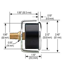 100 Series 0 to 1,000 psi Pressure Range Acrylonitrile Butadiene Styrene (ABS) and Steel Case Dry Pressure Gauge with Chrome Bezel U-Clamp (20-120-1000-psi/kPa)